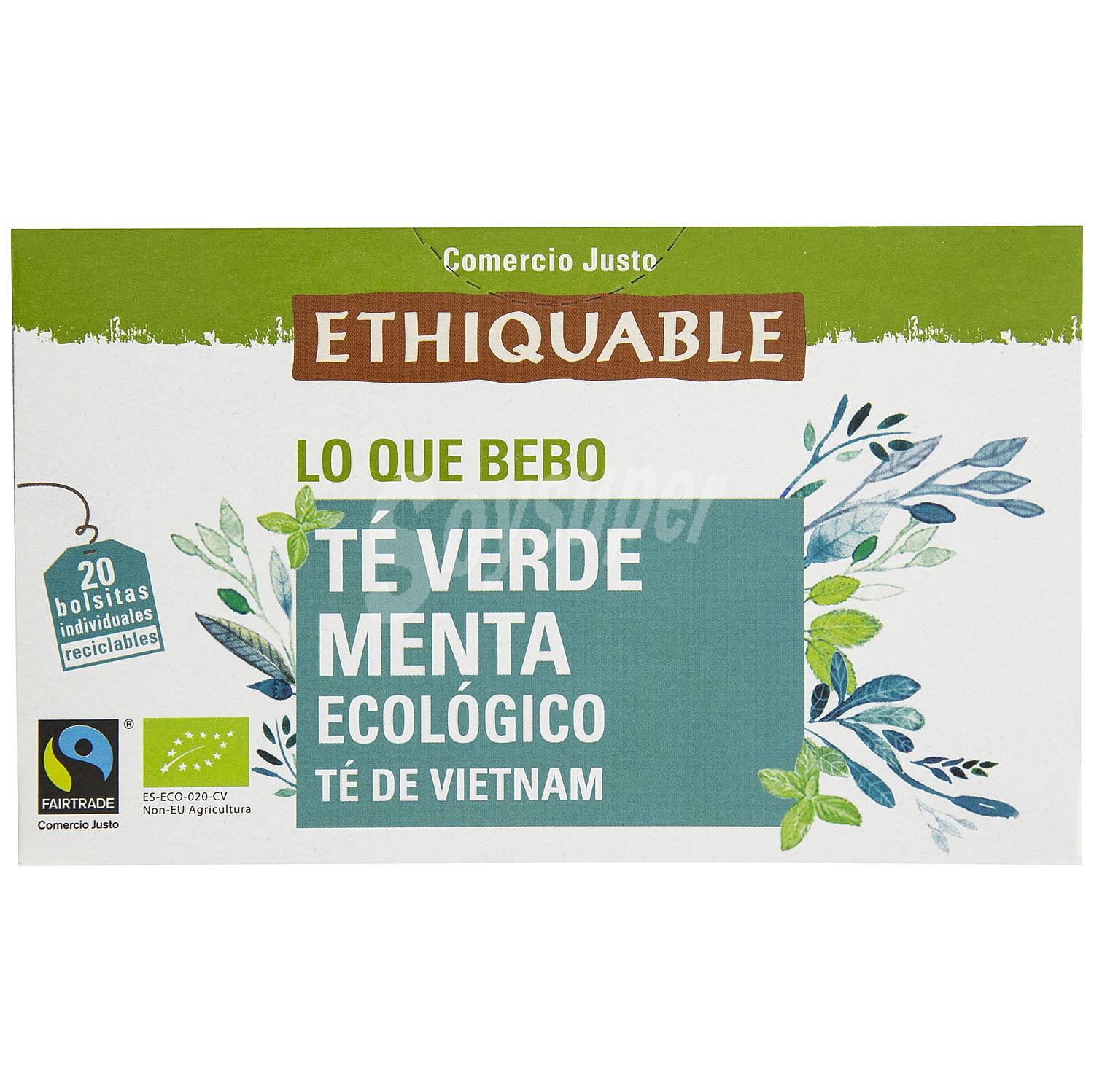 Té verde de menta en bolsitas ecológico Ethiquable