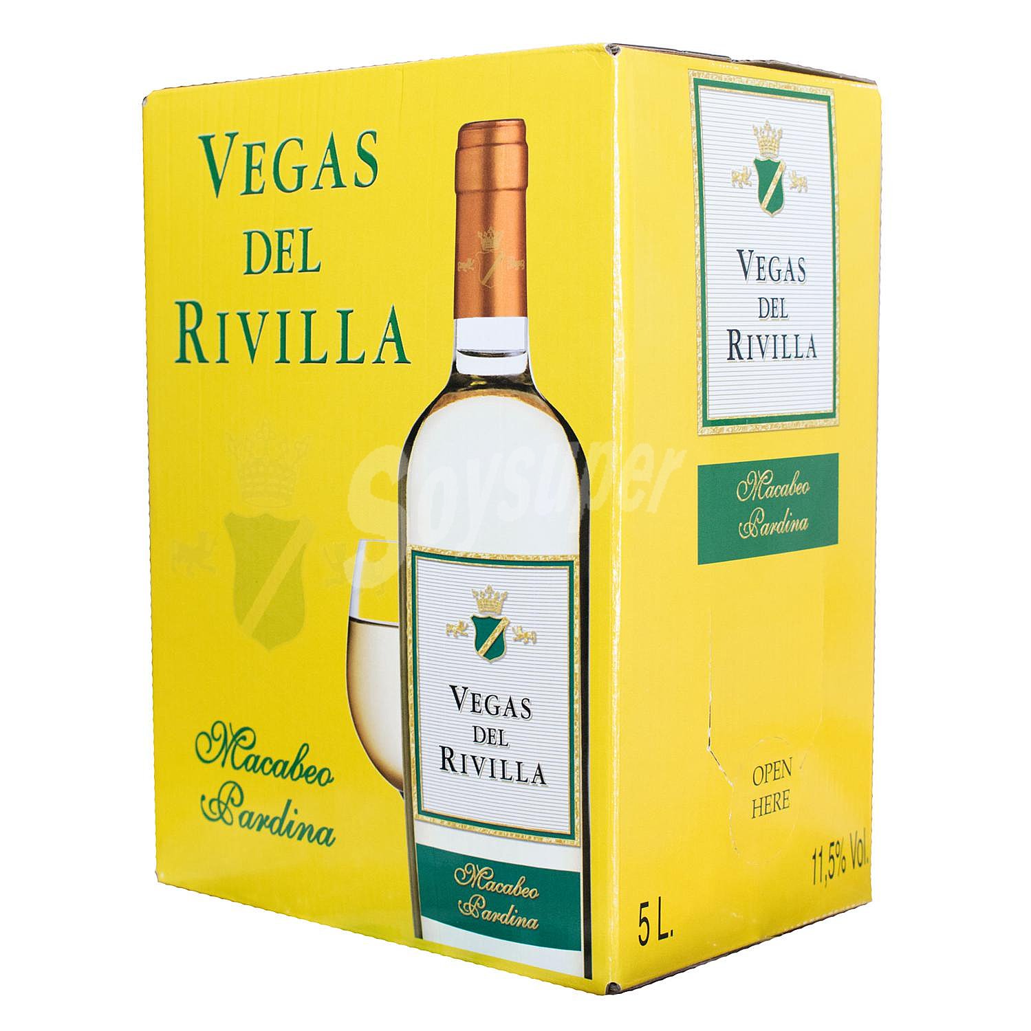 Vino blanco joven Vegas del Rivilla Vendimia Seleccionada V.T. Extremadura grifo