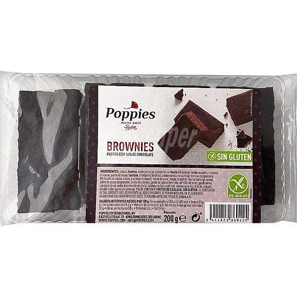 Brownies de chocolate Poppies sin gluten