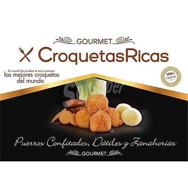 Gourmet croquetas de puerro confitado, dátiles y zanahoria