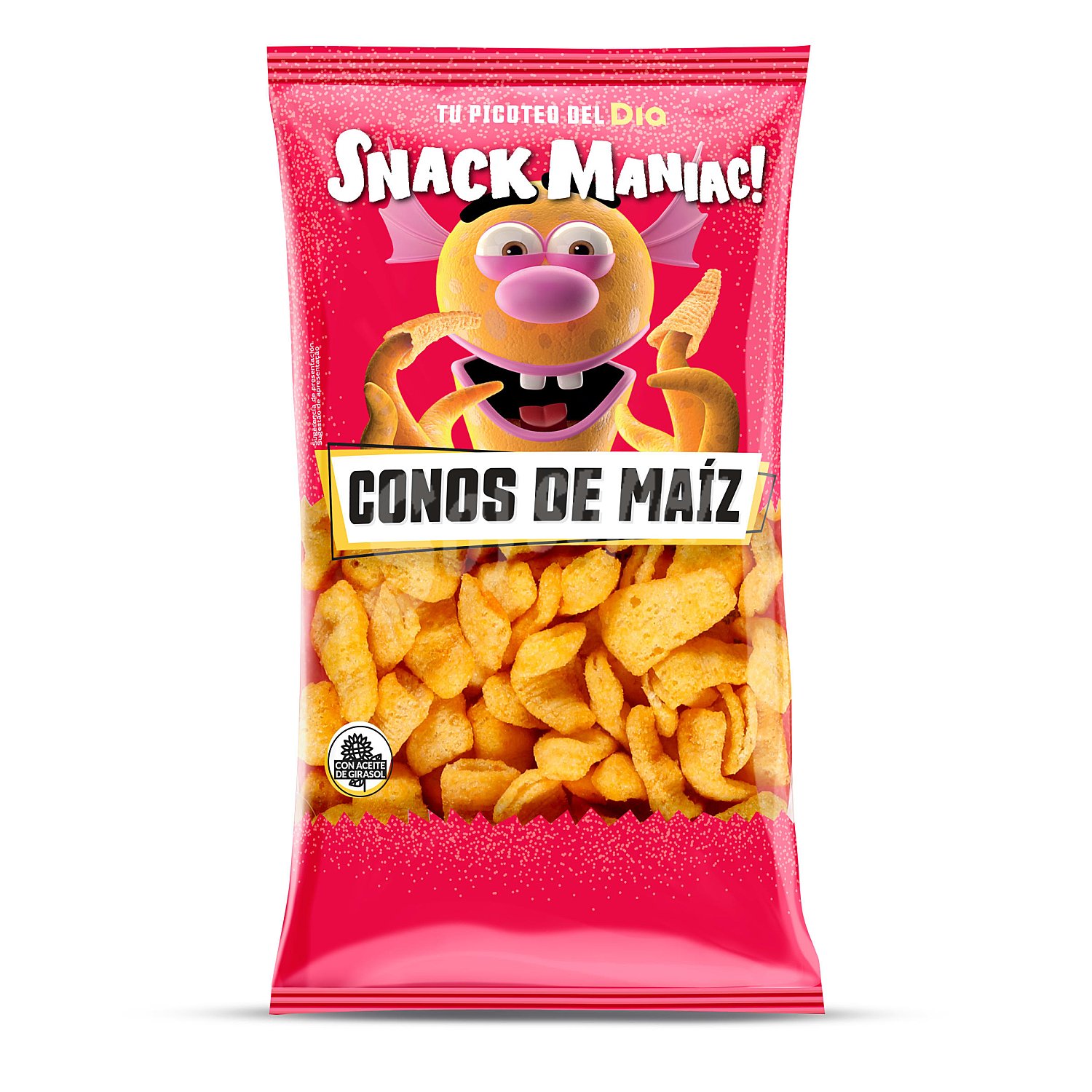 Conos de maíz sabor queso y bacon Snack Maniac