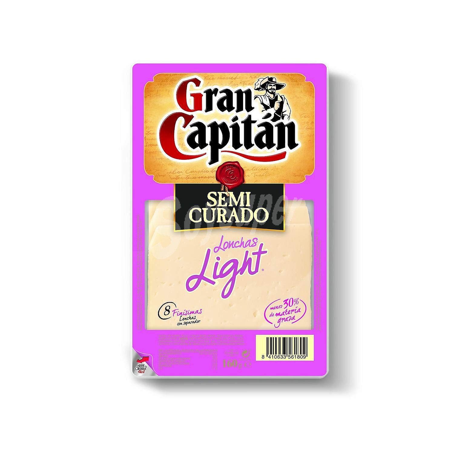 Queso semicurado light en lonchas Gran Capitán