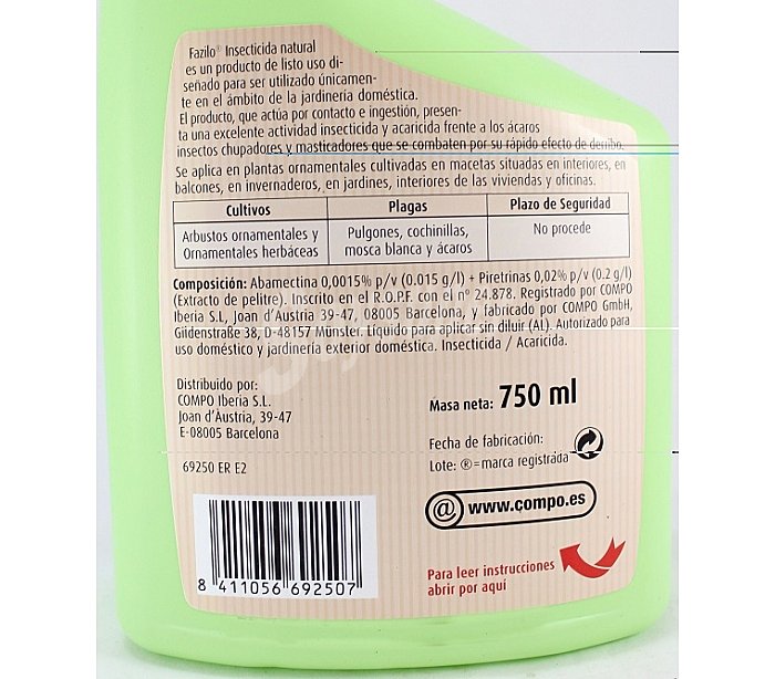 Faxilo insecticida natural pulverizador