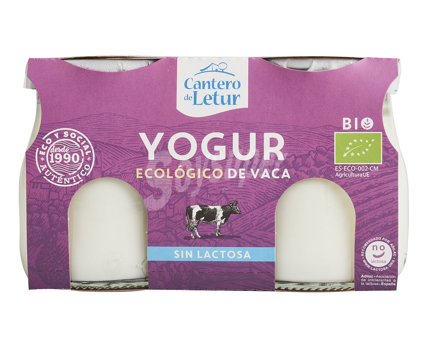 Cantero DE letur Yogur de vaca natural ecológico ,sin lactosa EL cantero DE letur