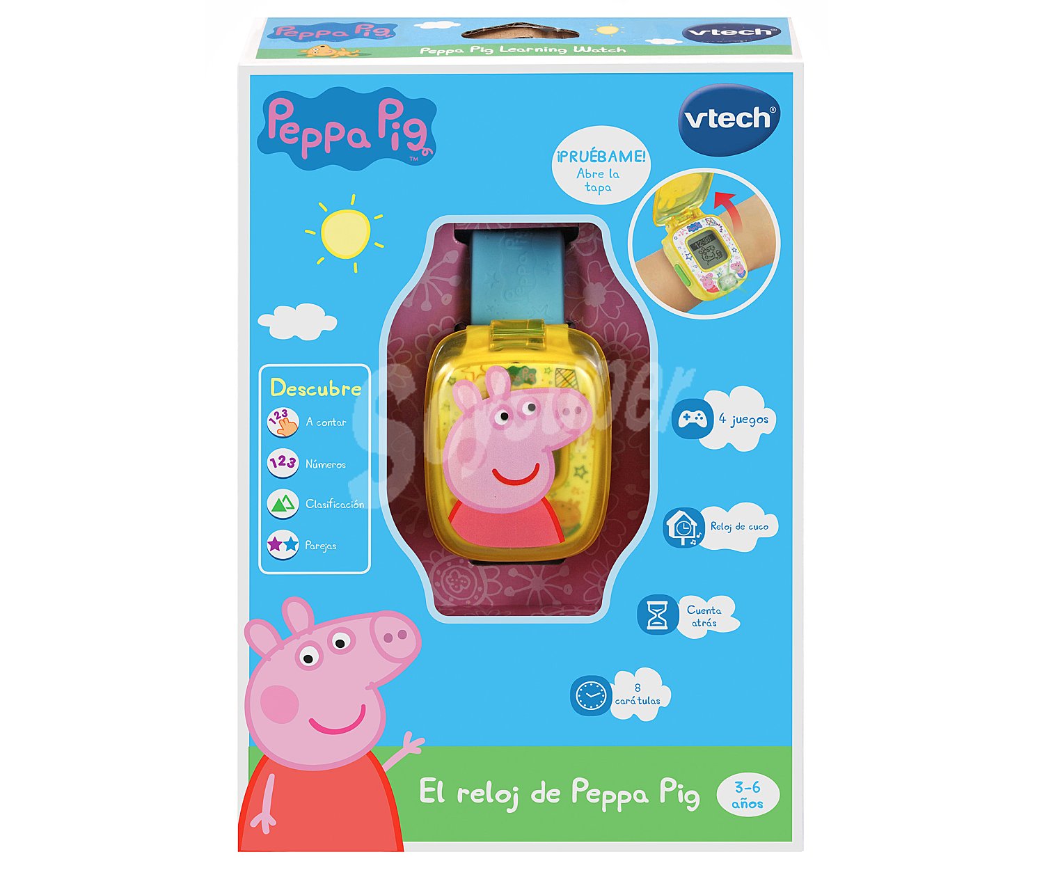 Reloj infantil con juegos, cronómetro y alarma, diseño Peppa Pig vtech.