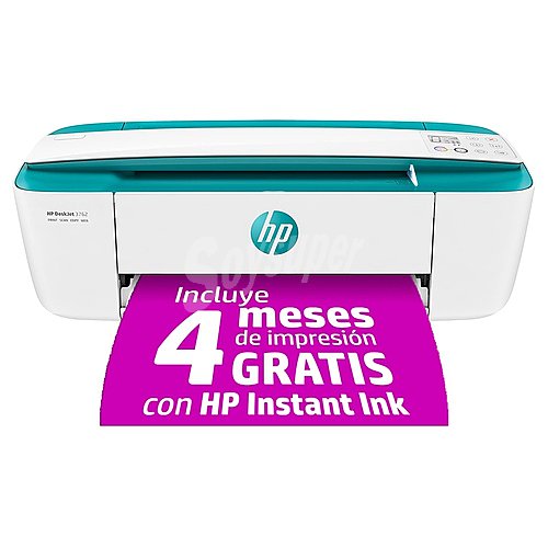 Impresora multifunción tinta HP deskjet 3762, wifi, usb, 4 meses impresión Instant Ink, T8X23B