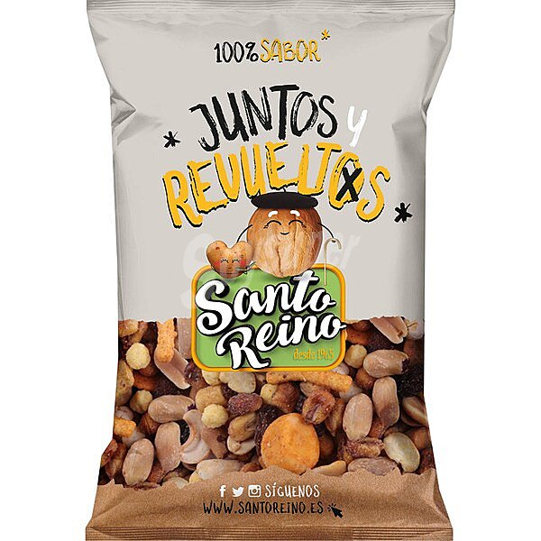 Cóctel de frutos secos y snacks diversos