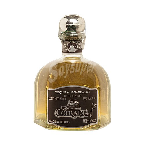 LA cofradía Tequila reposado de agave 100%, elaborado en Mexico LA cofradia