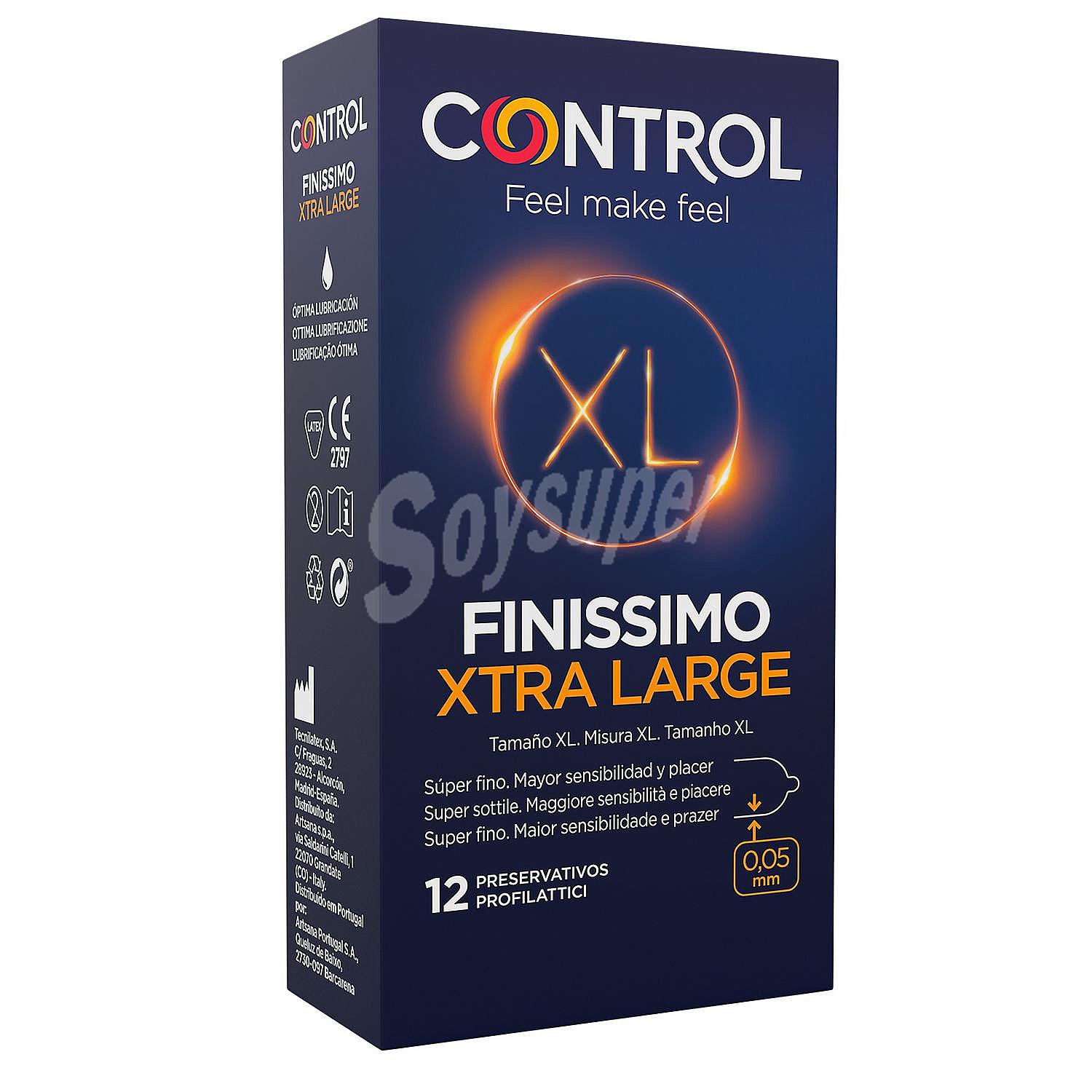 Preservativo lubricados super finos (0.05mm) y de tamaño XL, para una mayor sensibilidad finissimo XL