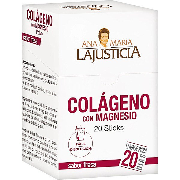 Colágeno con Magnesio sticks sabor fresa para cuidar articulaciones, músculos y huesos