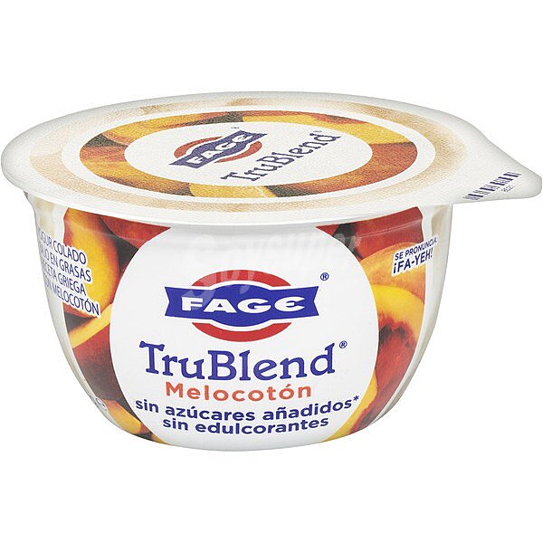 Trublend yogur griego de melocotón alto en proteínas sin azúcares añadidos bajo en grasa sin edulcorantes