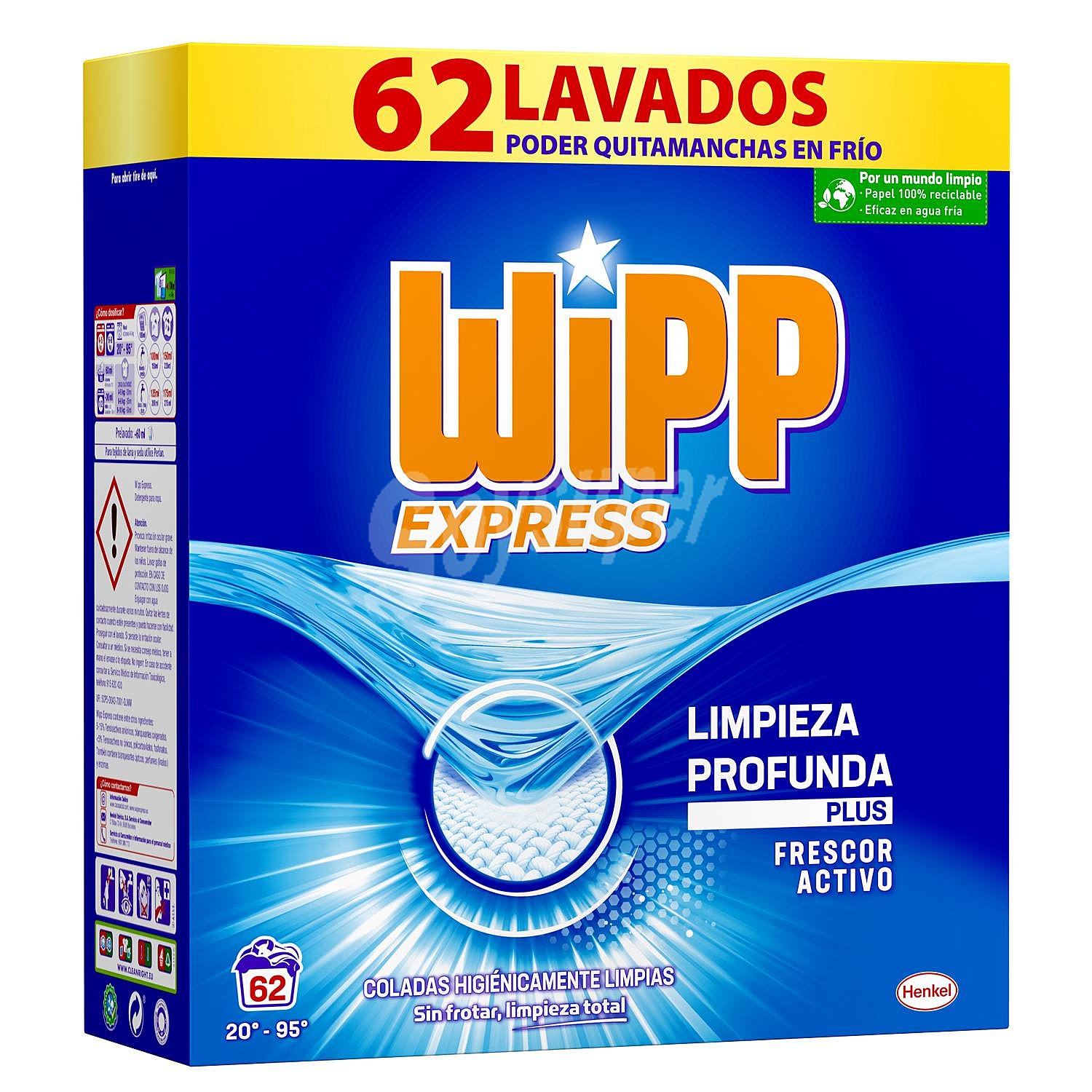 Detergente en polvo limpieza profunda plus frescor activo Wipp Express