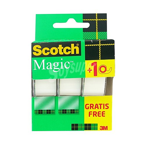 Lote de de celo 7.5 m de cinta mã¡gica de 19 mm de ancho + dispensadores scotch