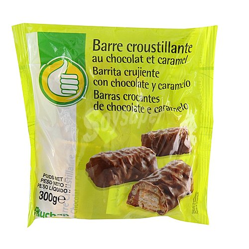 Producto económico alcampo Barritas crujientes con chocolate y caramelo producto económico alcampo