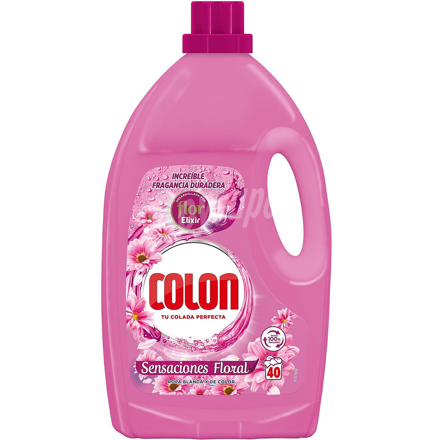 Detergente en gel Sensaciones Floral Flor Elixir colón 40 lav