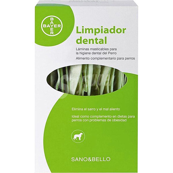 Limpiador dental para perro en láminas masticables