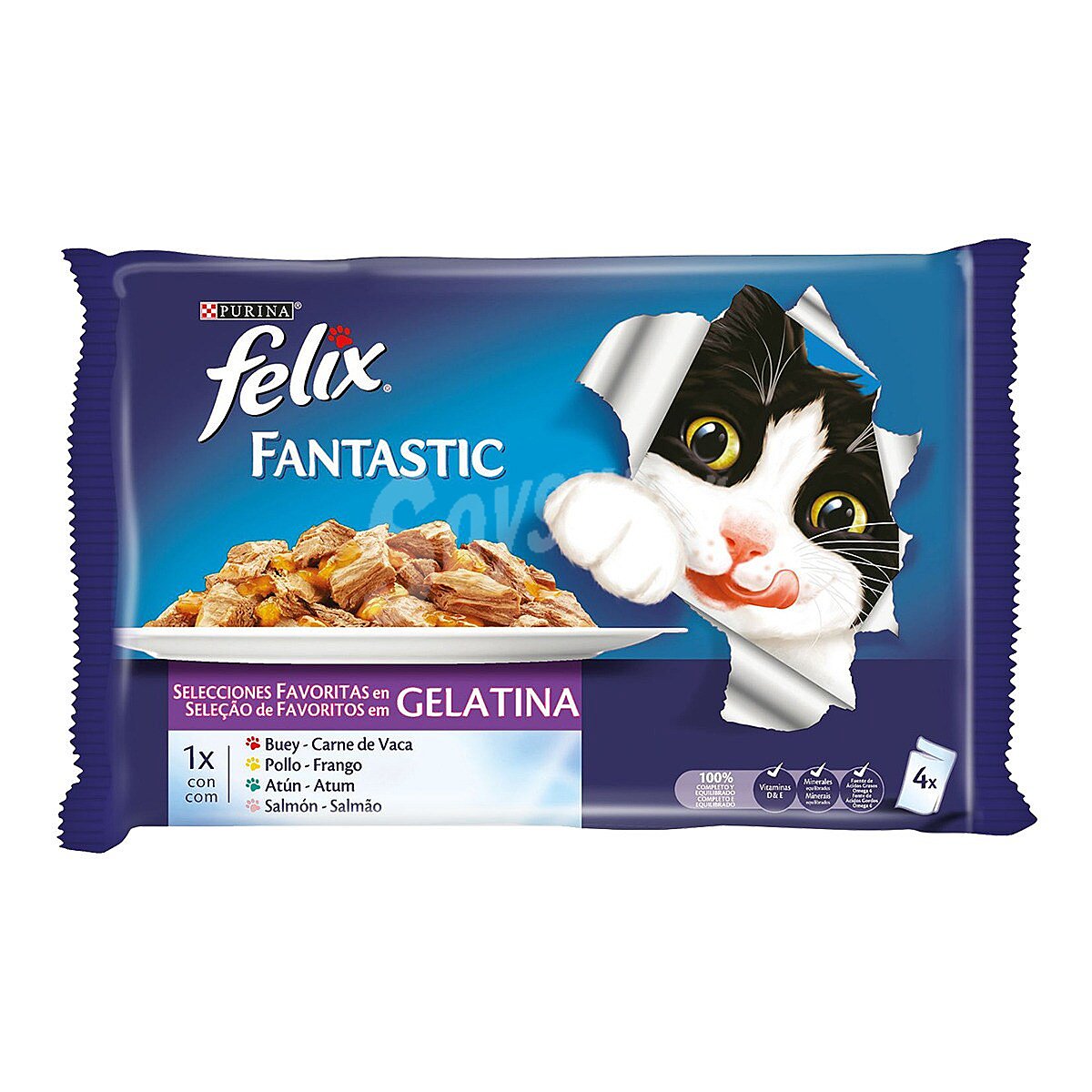 Fantastic comida húmeda para gatos selecciones favoritas en gelatina 4 unidades