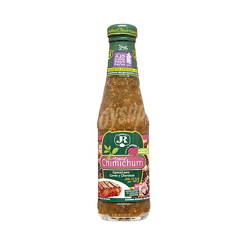 JR Salsa chimichurri con omega 3, especial para carnes y churrascos JR frasco de 285 milils