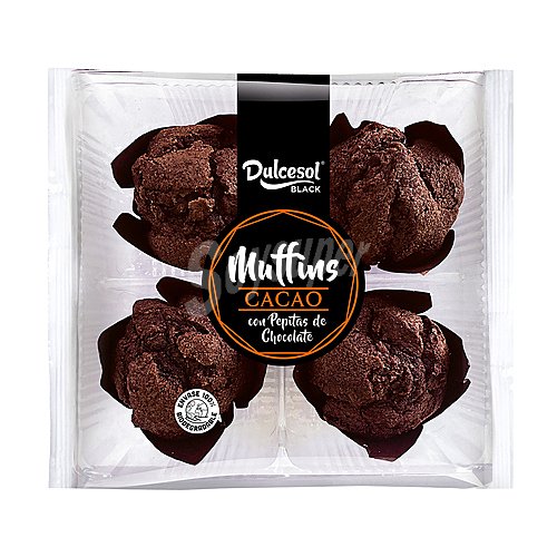 Dulcesol Muffins cacao con pepitas de chocolate dulcesol