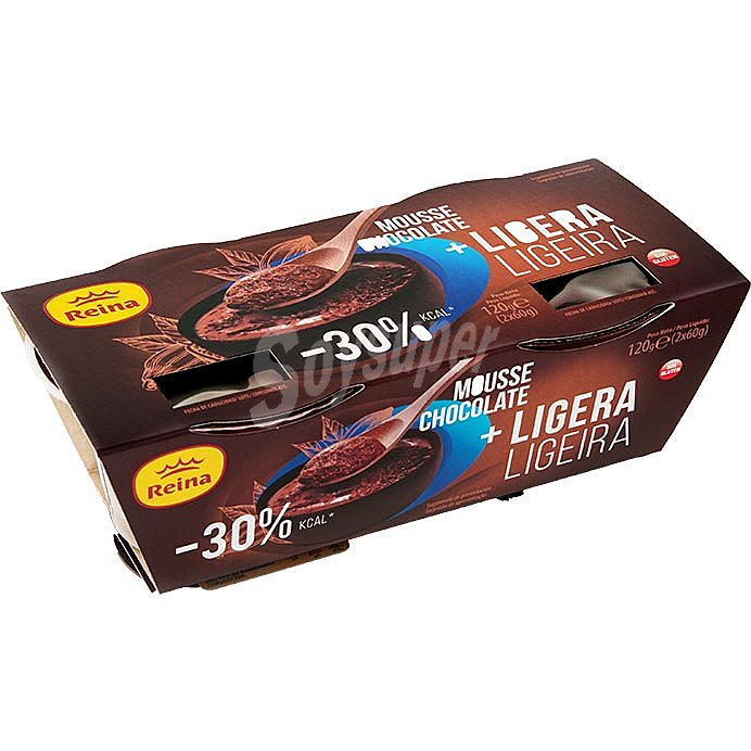 Mousse de chocolate ligera con un 30% menos de calorias y sin gluten