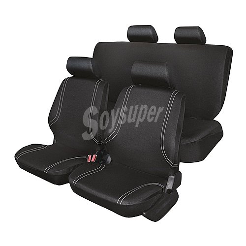 Juego de fundas para asientos de automóvil de talla única y fabricadas en poliester de color negro CAR factory Capri