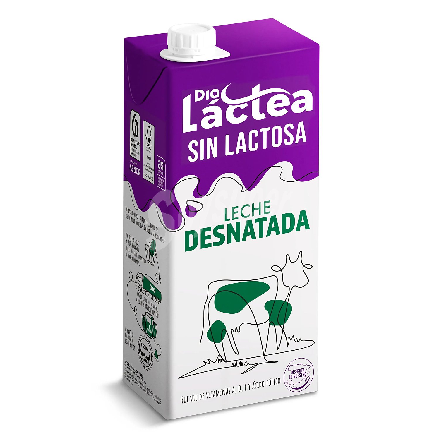 Leche desnatada sin lactosa Dia Láctea