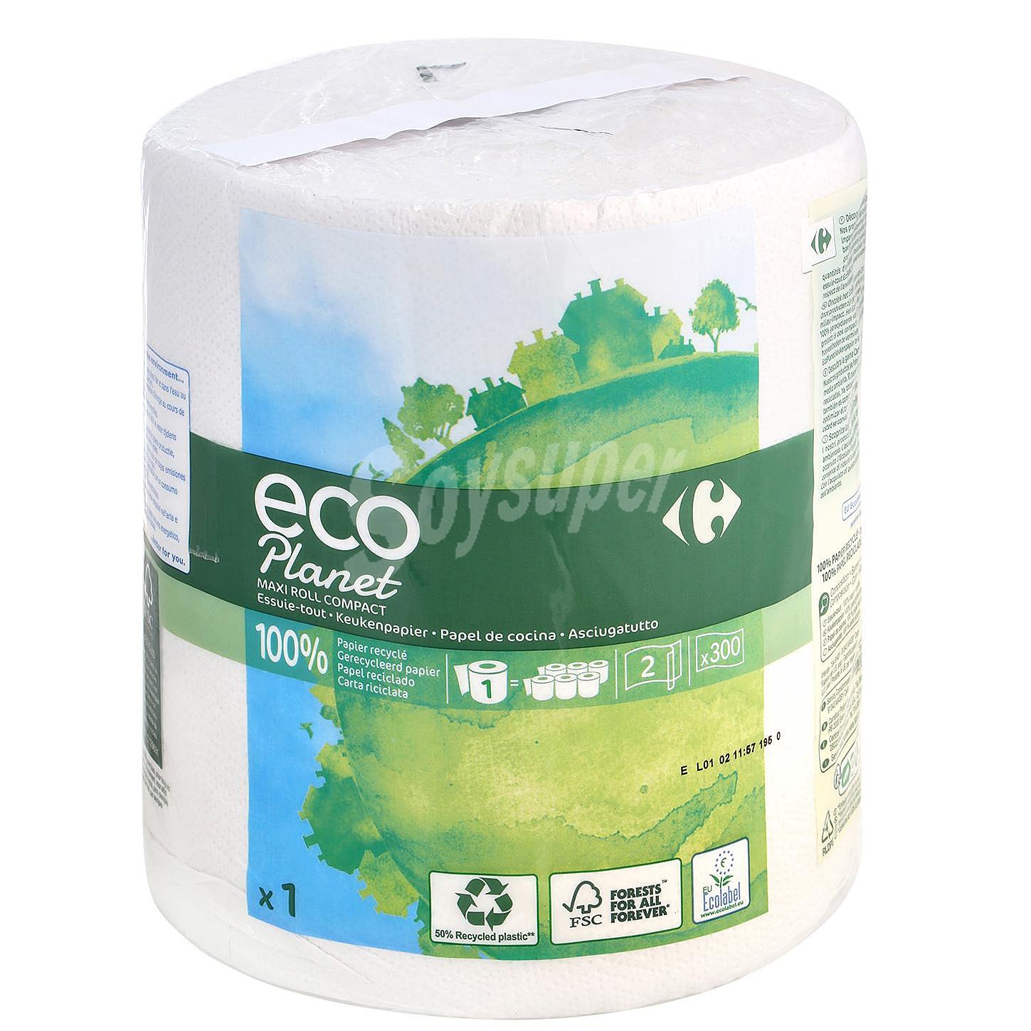 Papel de cocina 2 capas maxi ecológico Carrefour Eco Planet