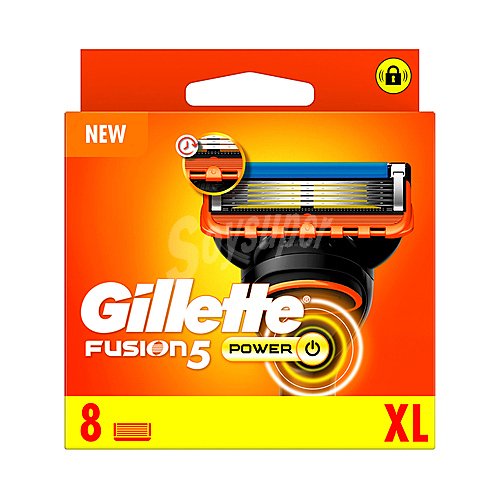 Gillette Recambio de cuchillas de 5 hojas para maquinillas de afeitar gillette Fusion 5 power