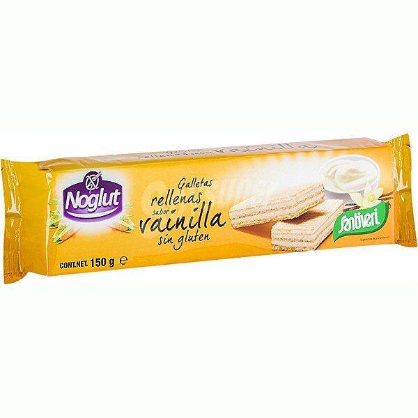 Galletas barquillo rellena con vainilla, sin gluten