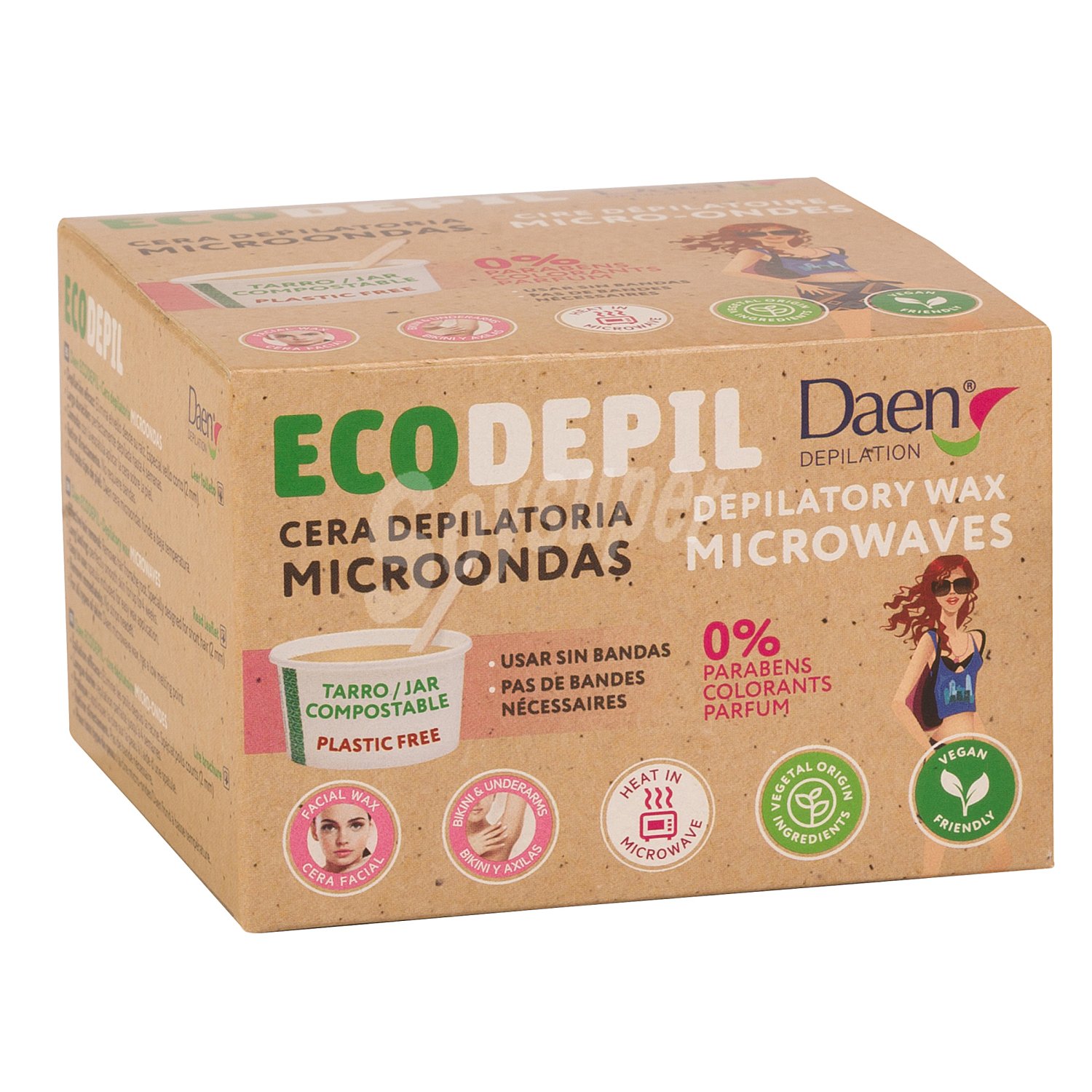 Ecodepil cera depilatoria en cazoleta microondas caja 100 gr