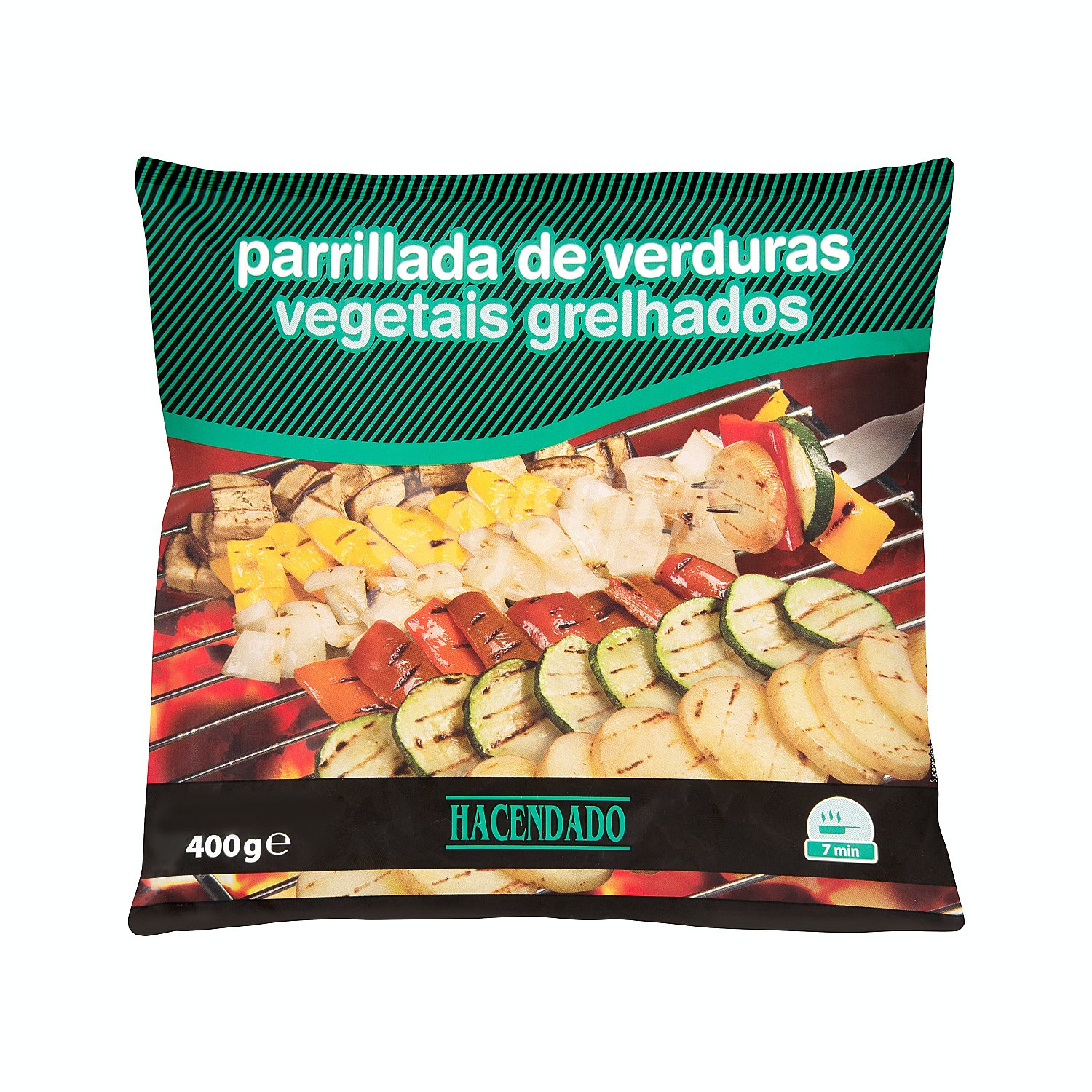 Parrillada verduras asadas (patata, calabacin, berenjena, cebolla, pimiento rojo y amarillo) congelado