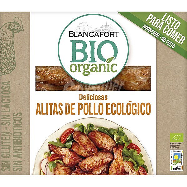 Bio Organic alitas de pollo ecológicas, sin gluten y sin lactosa