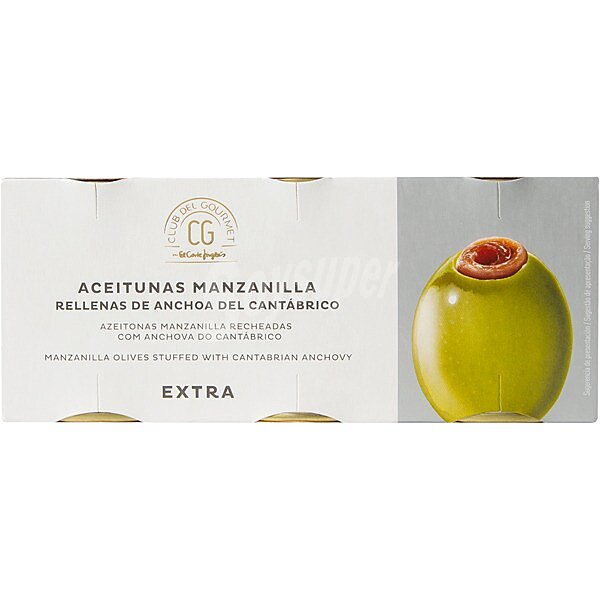 Aceitunas manzanilla rellenas de anchoas del Cantábrico extra neto escurrido