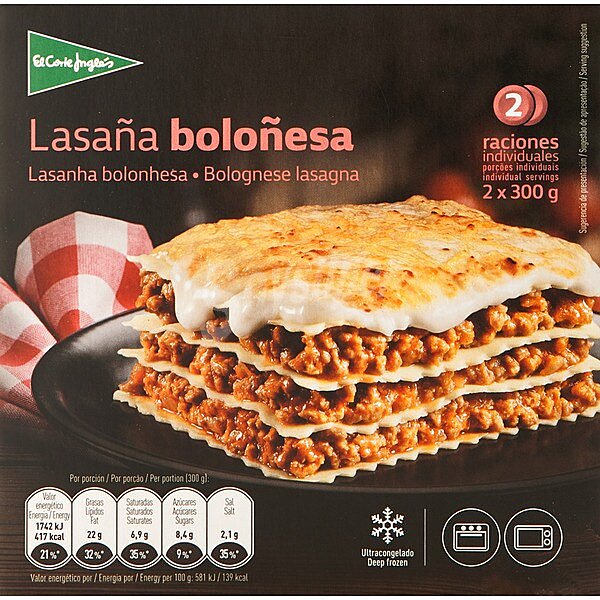 lasaña boloñesa 2 raciones