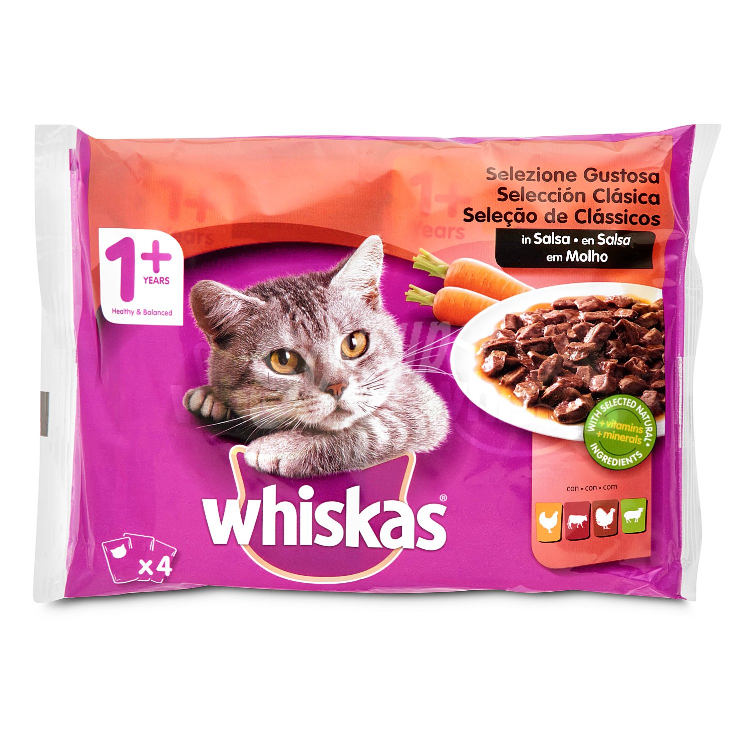 Alimento para gatos en salsa selección de carnes whiskas