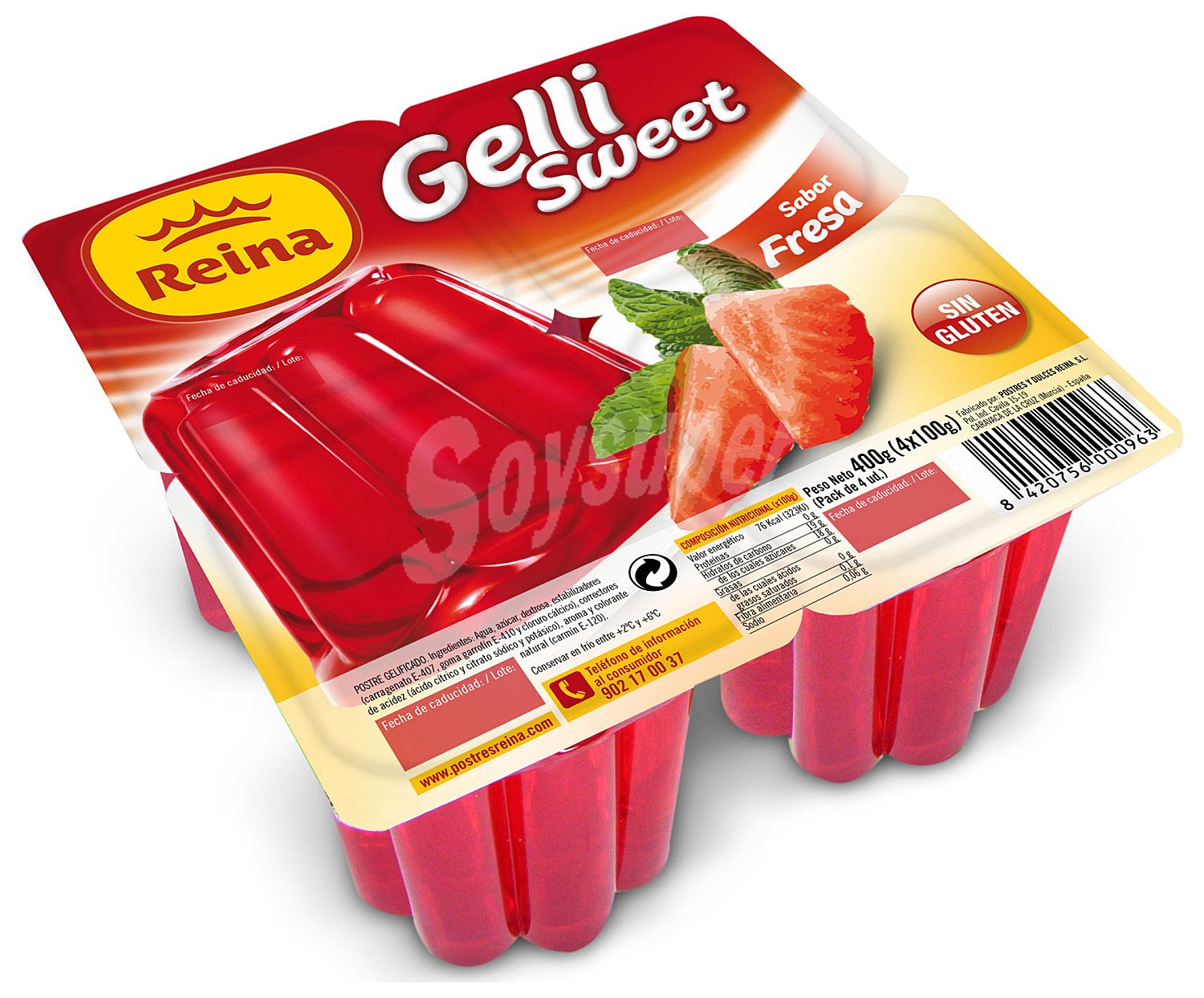 Gelli Sweet gelatina sabor a fresa sin gluten