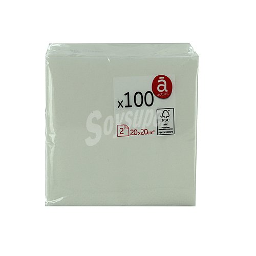 Actuel Servilletas de papel desechables 20 x 20 cm 2 capas blancas actuel