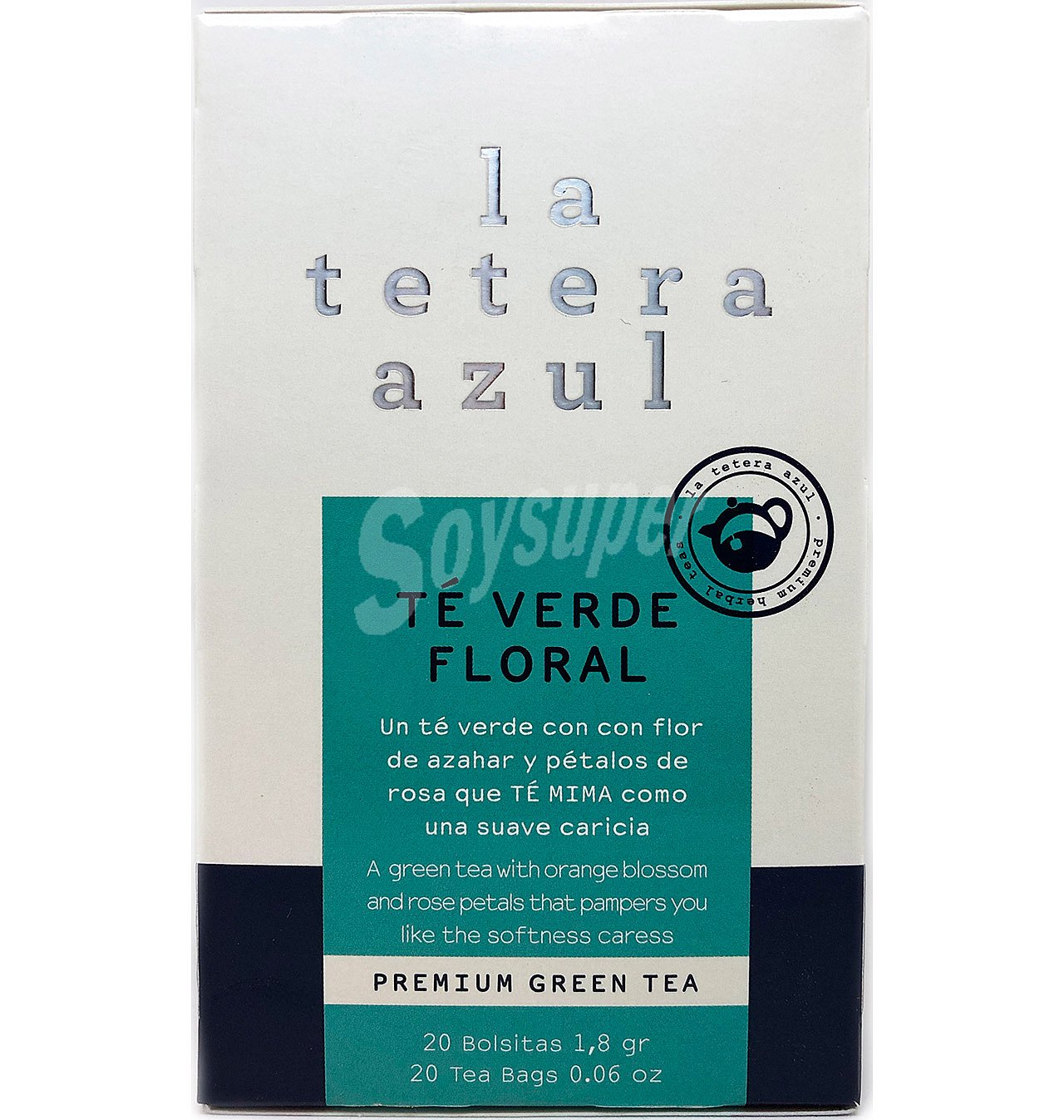 Té verde la tetera azul floral