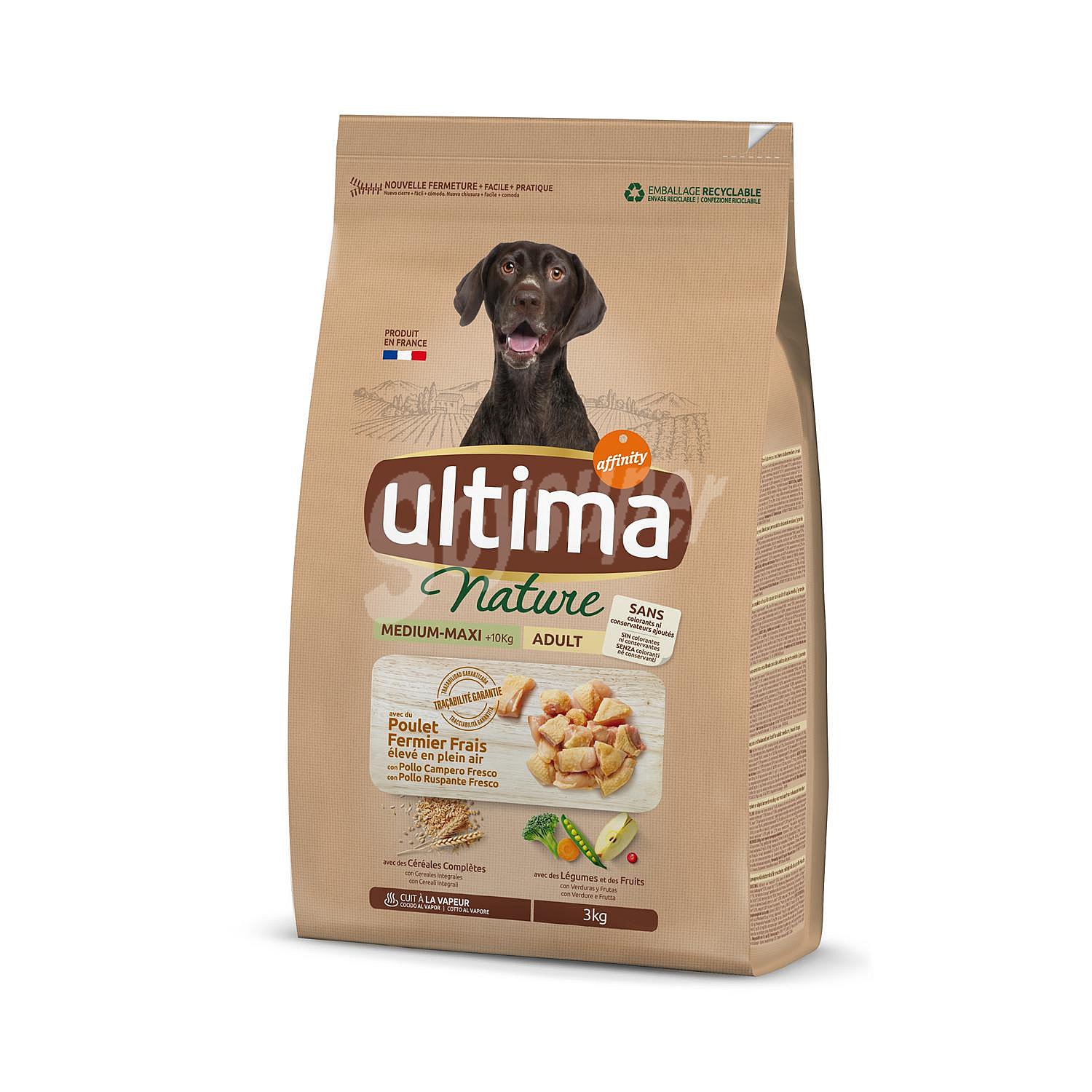 Comida para perro adulto a base de pollo, cereales y legumbres última nature Adult Affinity