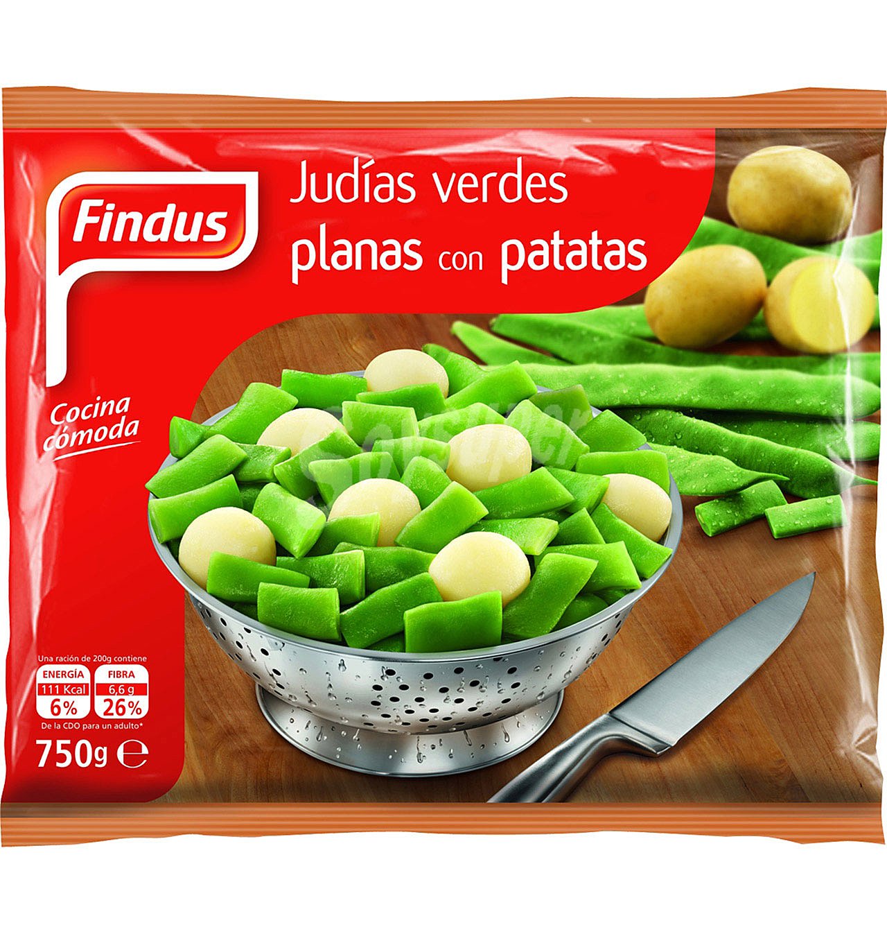 Judias verdes planas y cortadas con patatas