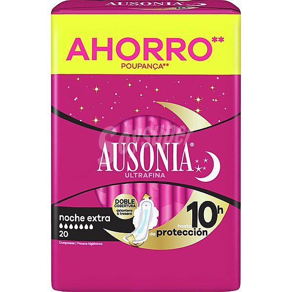 Compresa ultrafina con alas noche extra