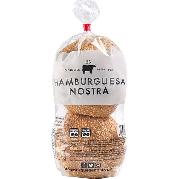 Pan de hamburguesas artesano con sésamo 2 unidades