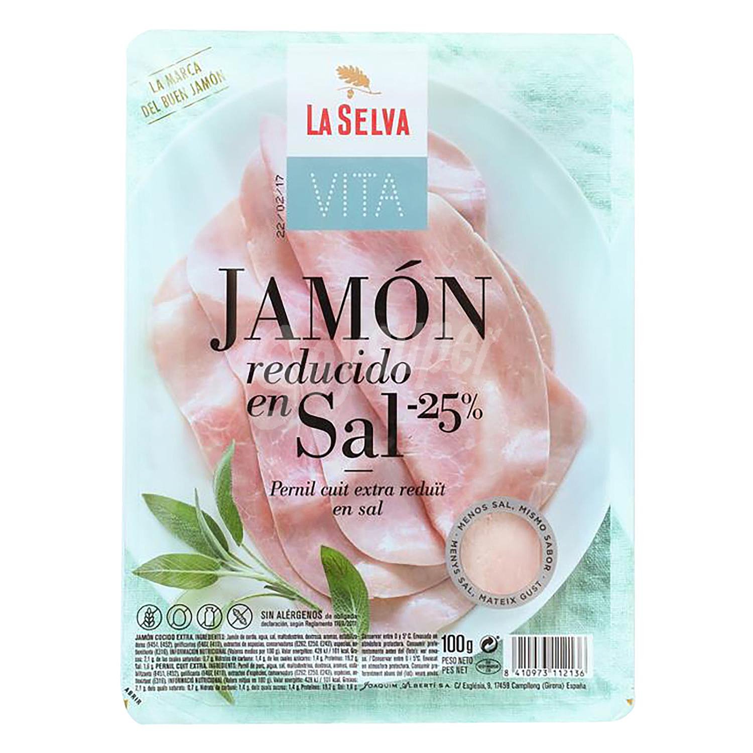 Vita jamón cocido extra reducido en sal en lonchas sin gluten sin lactosa