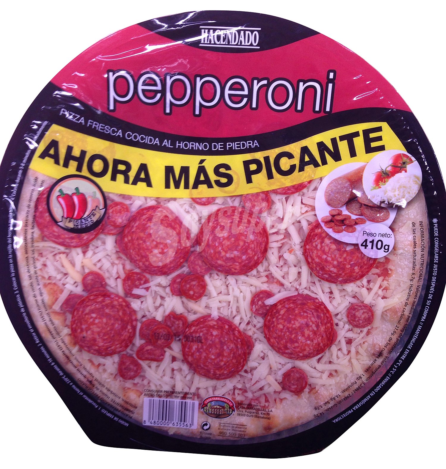 Pizza fresca pepperoni (más picante)