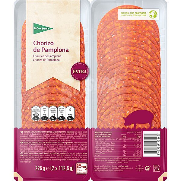 Chorizo de Pamplona extra en lonchas envase 225 g