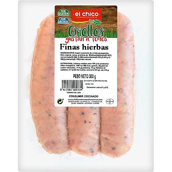 Chorizo criollo a las finas hierbas sin gluten