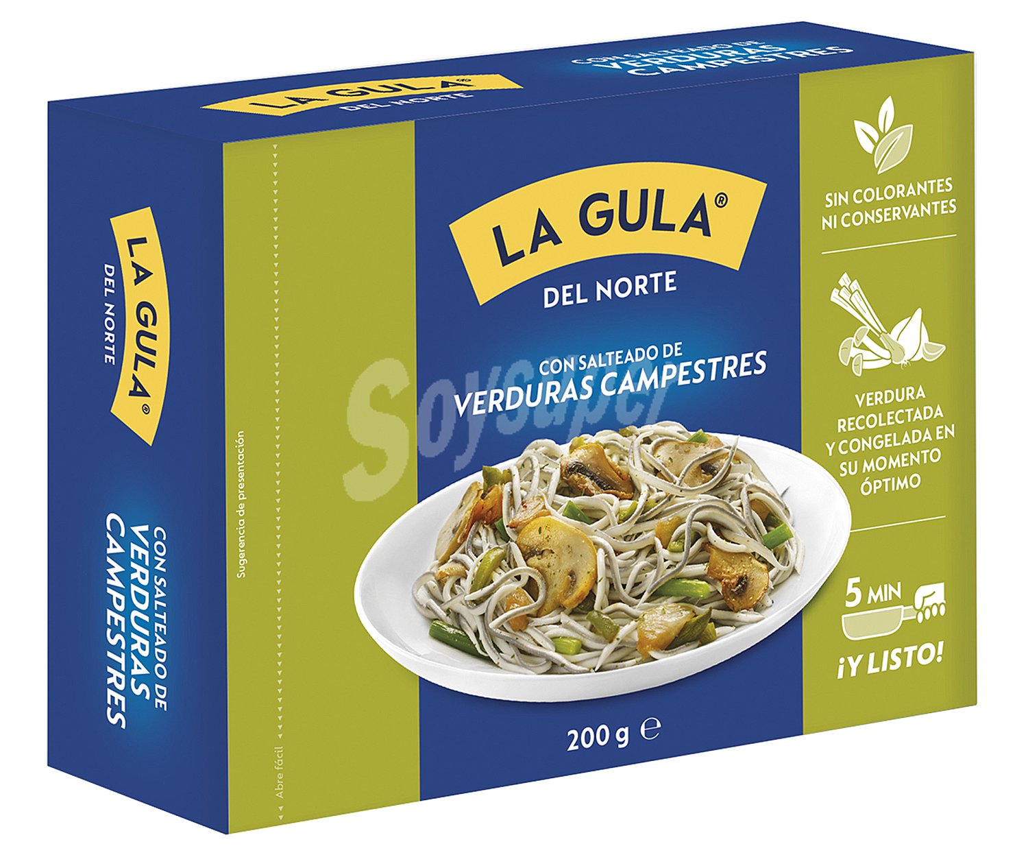 Salteado de gulas con verduras campestres, listo para calentar y comer