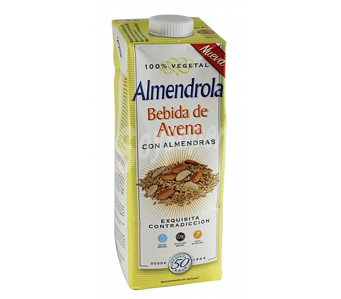 Bebida de avena con almendras 100% vegetal sin lactosa