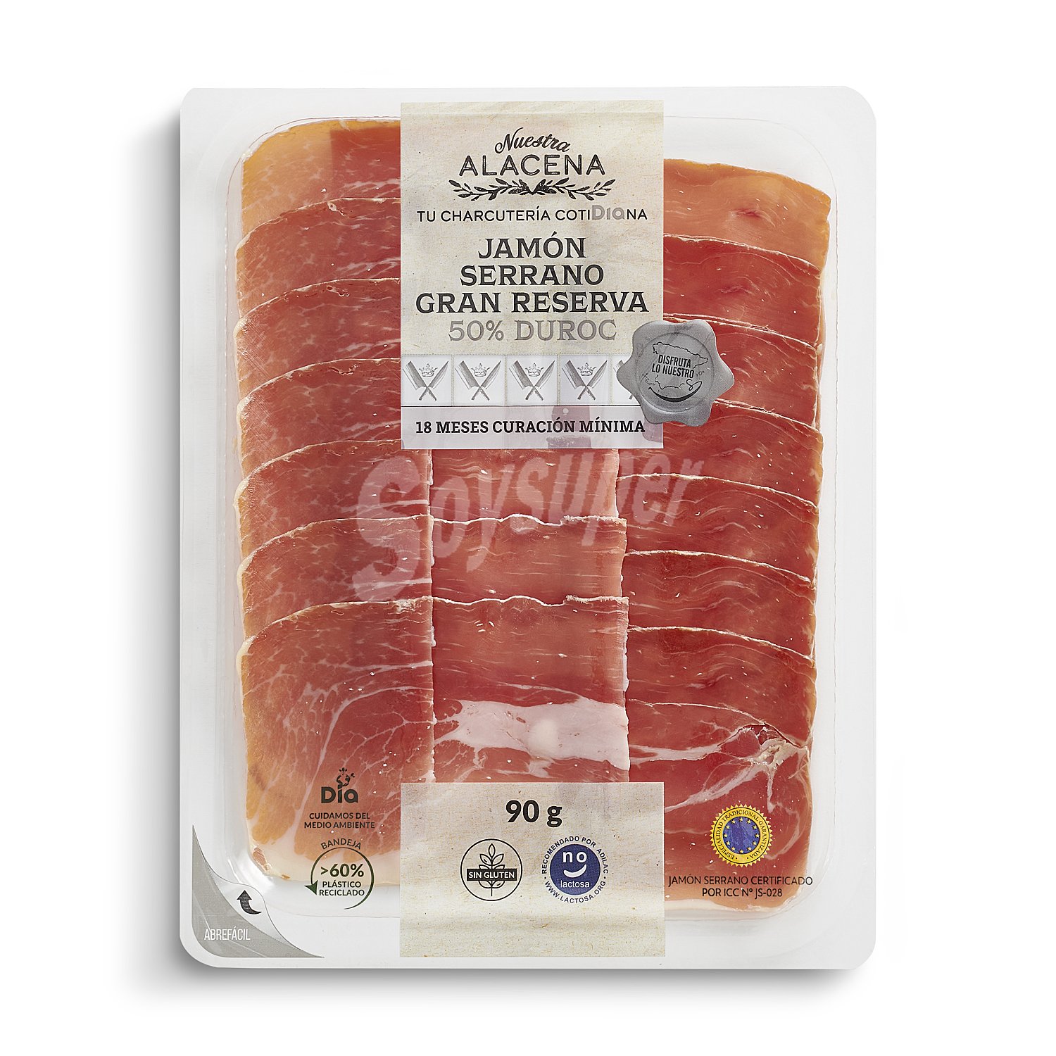 Jamón serrano gran reserva 50% Duroc envase 90 gr