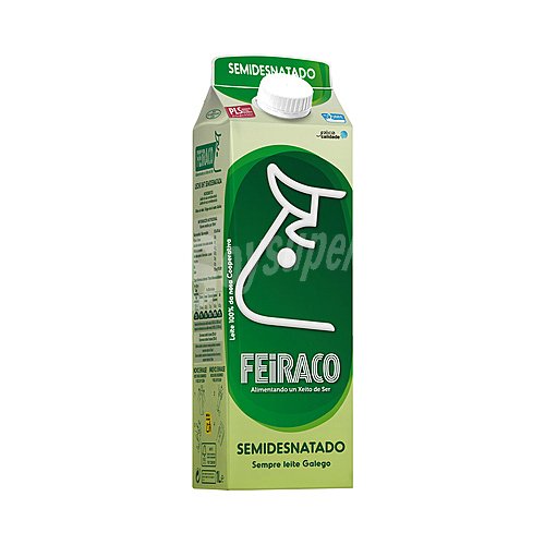 Feiraco Leche de vaca semidesnatada de origen 100% gallega feiraco